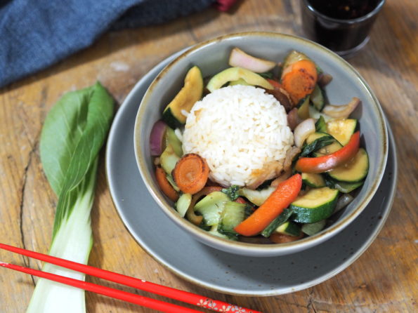 Pak Choi Gemüse aus dem Wok